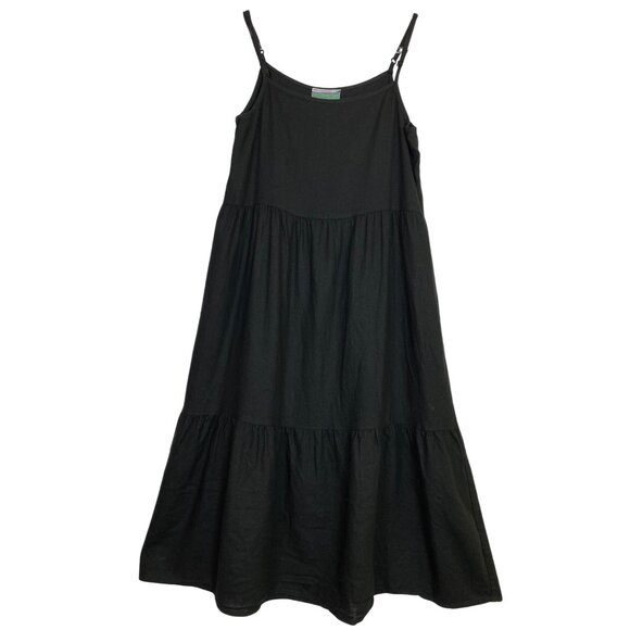 Urban Renewal Black Tiered Midi Dress Medium Boho Western Hippie Basic Summer - Picture 1 of 6